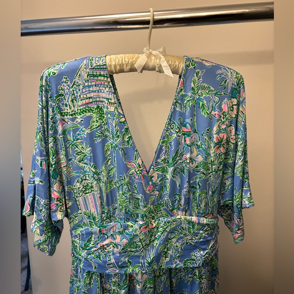 Lilly Pulitzer Blue and Green Floral Romper - Picture 2 of 5
